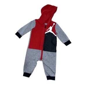 JORDAN Baby Boys Romper Jumpsuit 6-9m Red, Gray, & Black